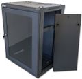 XtendLan 15U/600x450, na zeď, jednodílný, rozložený, skleněné dveře, černý Rozvadec, 19", na stenu, jednodílný, rozložený, výška 15U, 600 x 450, sklenené dvere, kourové sklo, nosnost 60kg, cerný