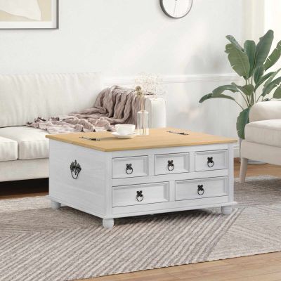 vidaXL storage box Biela 90 x 78 x 45 cm Masívne borovicové drevo