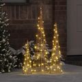 vidaXL Vianočný stromček 3 ks 90 LED Teplá biela 20 x 20 x 80 cm PET