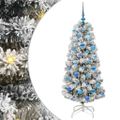 vidaXL Umelý Sklápací Vianočný Stromček 150 LED Zelená a biela 150 cm