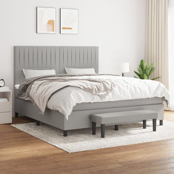 vidaXL Boxspring posteľ s matracom svetlosivá 100x200 cm látka