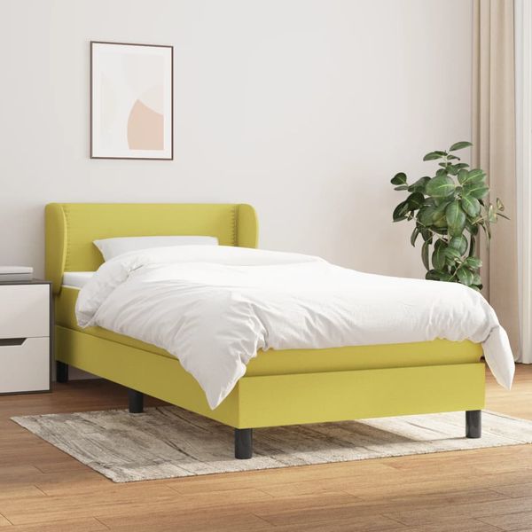 vidaXL Posteľný rám boxspring s matracom zelený 90x190 cm látka