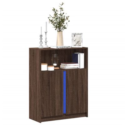 vidaXL Komoda s LED hnedý 77x34x100 cm kompozitné drevo