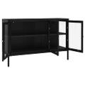 vidaXL Komoda čierna 105x35x70 cm oceľ a sklo