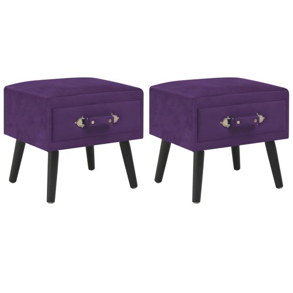 vidaXL Nočné stolíky 2 ks tmavofialové 40x35x40 cm zamatové