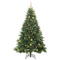 vidaXL Umelý vianočný stromček s 300 LED-i Zelená 210 cm PE a PVC