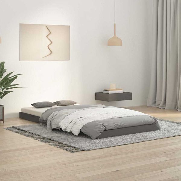 vidaXL Posteľný rám sivý 90x190 cm borovicový masív jednolôžko