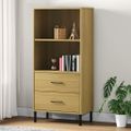 vidaXL Knižnica s 2 zásuvkami hnedá 60x35x128,5 cm masívne drevo OSLO