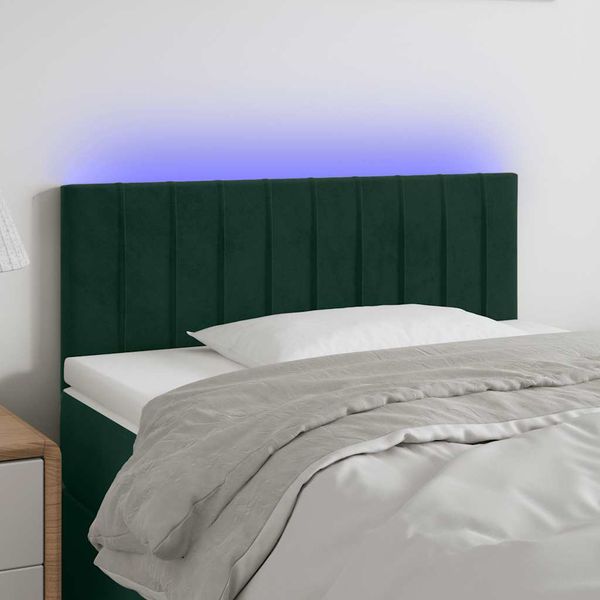 vidaXL Čelo postele s LED tmavozelené 80x5x78/88 cm zamat