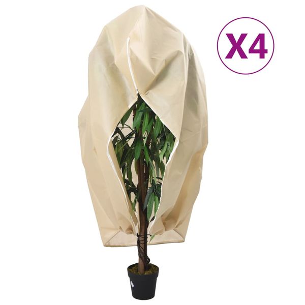 vidaXL Flísové kryty na rastliny so zipsom 4 ks 70 g/m² 1,55x1,55 m