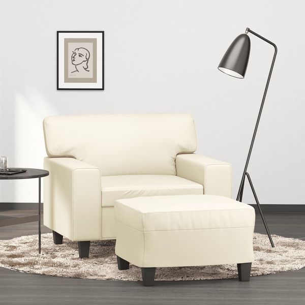 VidaXL Kreslo s podnožkou krémové 60 cm umelá koža