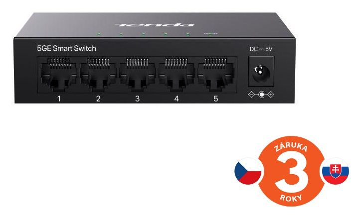 Tenda TEG2205D Websmart L2 cloud managed switch, 5x 10/100/1000 Mbps, Kov, Fanless - bez ventilátorov