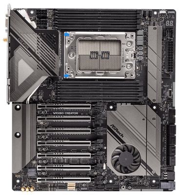 ASRock WRX80 Creator / AMD WRX80 / 8x DDR4 DIMM / 2x M.2 / 1x U.2 / 2x TB4 / 2x MiniDP / 2x 10GLAN / WiFi / EATX Základní deska, AMD WRX80, WRX8, 8× DDR4 DIMM (max. 2048GB), 2× M.2, U.2, 2× USB-C, 2× miniDP, VGA, Wi-Fi, 10GbE LAN, EATX