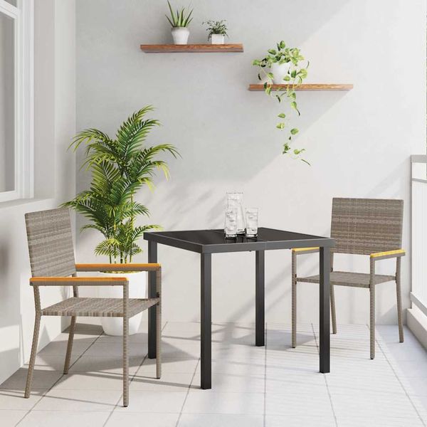 vidaXL Záhradný jedálenský set s vankúšom 3 pcs Sivá polyratan