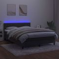 vidaXL Posteľ boxsping s matracom a LED tmavosivá 140x200 cm zamat