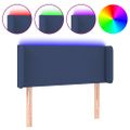 vidaXL Čelo postele s LED modré 93x16x78/88 cm látka