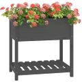 vidaXL Kvetináč s policou sivý 82,5x54x81 cm masívna borovica
