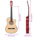 vidaXL 12-dielna folková akustická gitara Cutaway so 6 strunami 38"