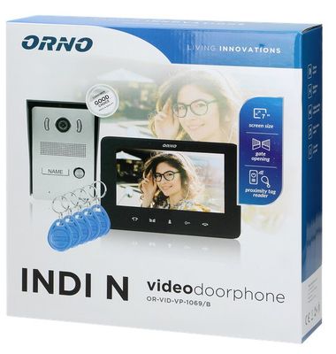 Videozvonček ORNO OR-VID-VP-1069/B, INDI N, rodinný, LCD 7", čierny Videozvonek ORNO OR-VID-VP-1069/B, INDI N, rodinný, LCD 7", černý