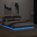 vidaXL Posteľný rám s čelom a LED svetlami betónovo sivý 100x200 cm