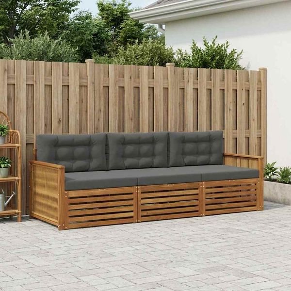 vidaXL Záhradná súprava gaučov s vankúšom 3 pcs Prírodná a antracitová