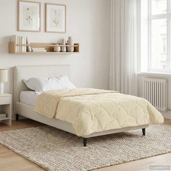 vidaXL Letná prikrývka Krémová 135 x 220 cm Mikrofáza a Teddy fleece