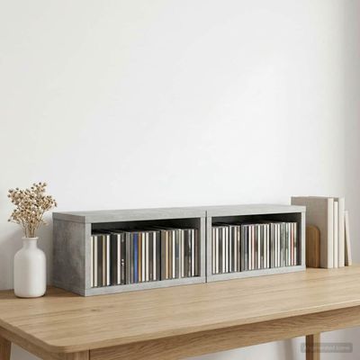 vidaXL Roh na skladovanie CD 2 ks Betónovo sivá 40 x 17 x 17 cm