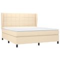 vidaXL Posteľný rám boxspring s matracom krémový 180x200 cm látka