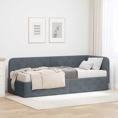 vidaXL Rohový rám postele Tmavo šedá 80 x 200 cm Zamat