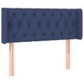 vidaXL Čelo postele s LED modré 103x16x78/88 cm látka