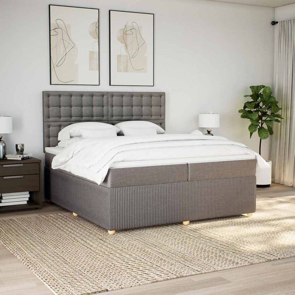 vidaXL Boxspring posteľ s matracom sivohnedý 200x200 cm látka