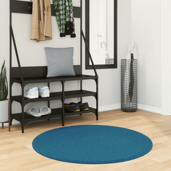 vidaXL Koberec OVIEDO krátky vlas tyrkysový Ø 100 cm