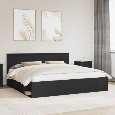 vidaXL Rám postele Čierna 200 x 200 cm Masívne borovicové drevo