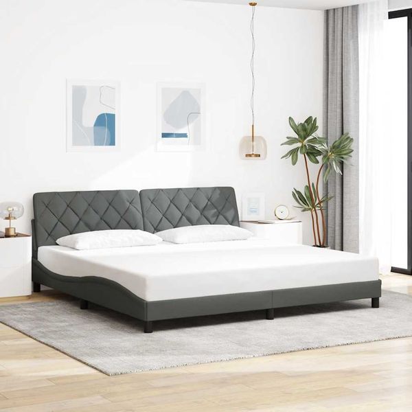 vidaXL Rám postele bez matraca tmavosivá 200x200 cm látka
