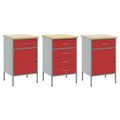 vidaXL Pracovná skrinka so zámkom 3 ks Červená a šedá 150 x 55 x 85 cm