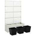 vidaXL Vyvýšený záhon s 3 kvetináčmi 83x30x130 cm polyratanový biely