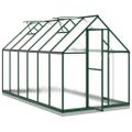vidaXL Skleník so základovým rámom zelený 334x169x202 cm hliník