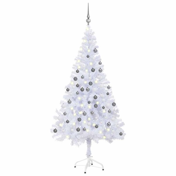 vidaXL Osvetlený umelý vianočný stromček+gule 120 cm, 230 vetvičiek
