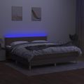 vidaXL Posteľ boxsping s matracom a LED sivohnedá 160x200 cm látka