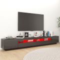 vidaXL TV skrinka s LED svetlami lesklá sivá 260x35x40 cm