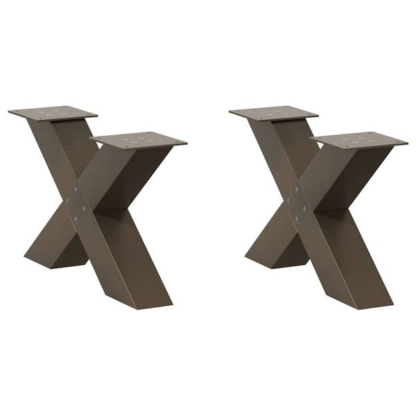 vidaXL Nohy konferenčného stolíka v tvare X, 2 ks, prírodná oceľ, 50 x (30-31) cm, oceľ