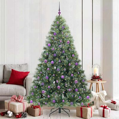 vidaXL Umelý vianočný stromček s 300 LED-i Zelená 210 cm PE a PVC