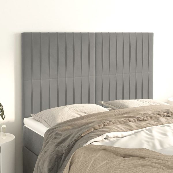 vidaXL Čelo postele, svetlosivé, 144x5x118/128 cm, zamatové
