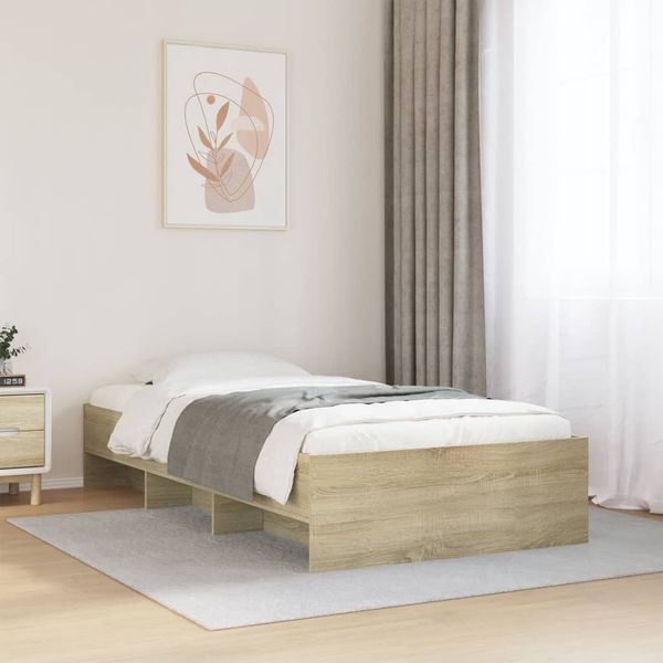 vidaXL Posteľný rám bez matraca dub sonoma 90x190 cm kompozitné drevo