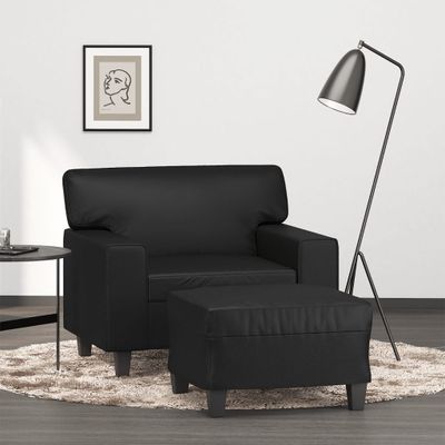 VidaXL Kreslo s podnožkou čierna 60 cm umelá koža