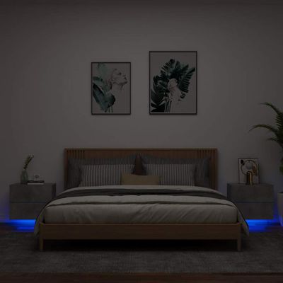 vidaXL Nástenné nočné skrinky s LED osvetlením 2 ks betónovo sivé