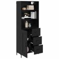 vidaXL Highboard Čierny dub 69,5 x 34 x 180 cm Kompozitné drevo