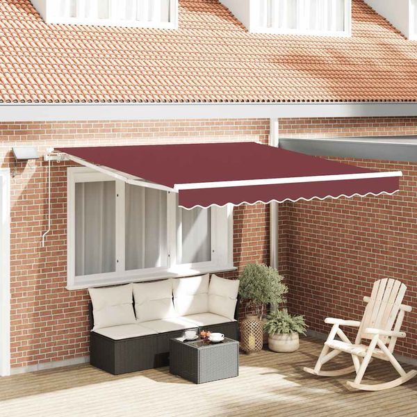 vidaXL Ručne zaťahovacia markíza s LED vínová 300x250 cm