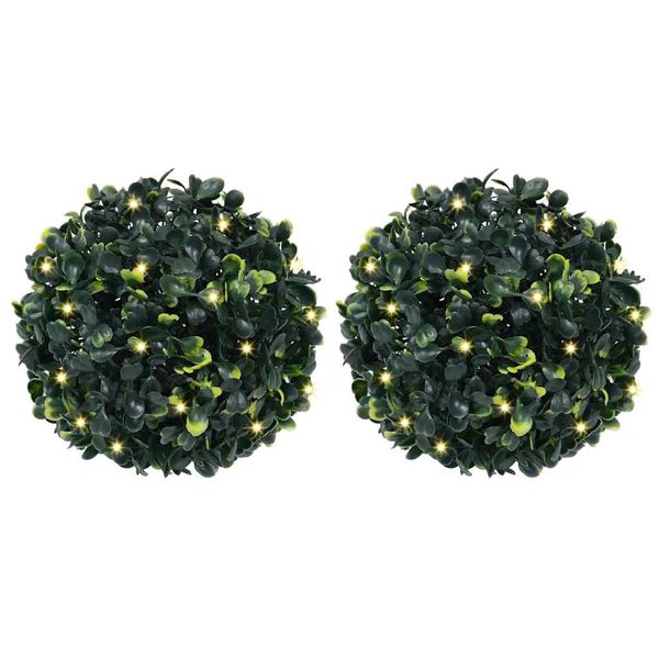 vidaXL Umelé buxusové gule s LED svetlami, 2 ks, zelená, 22 cm