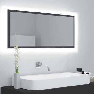 vidaXL Kúpeľňové LED zrkadlo sivé 100x8,5x37 cm akryl